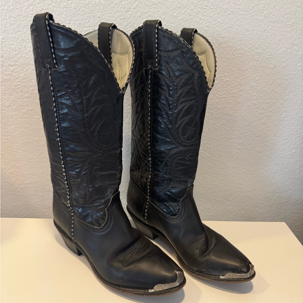 Black Leather Western Boots